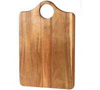 Zeroupshop Tabla de cortar de madera de acacia, bloque de cortar de doble cara con asa, bandeja de cocina gruesa antideslizante, para alimentos crudos y cocidos, porción resistente a la humedad (L)