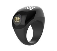 Zeroupshop Tasbih - Anillo inteligente Zikr con contador digital, 5 recordatorios de oración diarios, pantalla LED, IP68 impermeable, batería de larga duración, carga tipo C (negro)