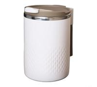 Zeroupshop Taza de viaje aislada de doble pared, tazas de café de acero inoxidable, con tapa y asa, con colador de té, para bebidas frías y calientes, reutilizables para la oficina (blanco)