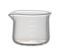 Zeroupshop Tazas medidoras de espresso con escala transparente, vasos de café de vidrio de 100 ml con boquilla en forma de V para artes con leche, espuma de leche y bebidas de bricolaje, marcas dobles