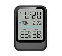 Zeroupshop Termómetro digital e higrómetro, para el hogar, reloj electrónico interior, con pantalla grande, monitor de humedad, montaje en pared o escritorio, ABS, para fácil lectura, negro (Negro)