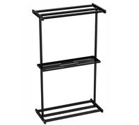 Zeroupshop Toallero de pie, estante de almacenamiento de baño de acero al carbono negro con diseño de doble capa, organizador independiente minimalista moderno para accesorios de baño, 40,5 x 12,5 x