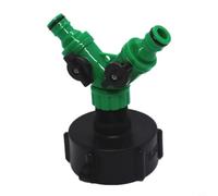 Zeroupshop Válvula de salida de agua IBC Adaptador S60x6 de control separado de 2 vías para tanque de almacenamiento de lluvia, riego de jardín de plástico PP para sistema se adapta a manguera de 3/4