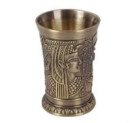 Zeroupshop Vaso de whisky de peltre antiguo de 30 ml, estilo egipcio, copa de cóctel de metal tallado, agarre antideslizante, vaso de vino pequeño para licor, té, café, bar, uso individual (bronce)