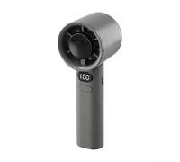 Zeroupshop Ventilador de mano recargable con pantalla digital Mini ventilador eléctrico portátil Turbofan Dispositivo de refrigeración USB para el hogar, oficina, viajes, camping (gris)