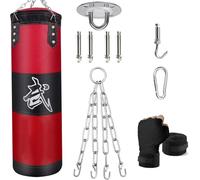 ZERUIDM Saco de Boxeo Set Colgante, Saco Boxeo Sin-Relleno para Adult y niño, Sacos de Kick Boxing Bag con Gancho, Cadena, Vendaje, Sacos de Boxe Pesado para MMA Muay Thai Karate Taekwondo