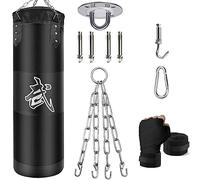ZERUIDM Saco de Boxeo Set Colgante, Sacos Boxeo Sin-Relleno para Adult y niño, Saco de Kick Boxing Bag con Gancho, Cadena, Vendaje, Sacos de Boxe Pesado para MMA Muay Thai Karate Taekwondo