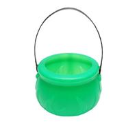 zeryor Caldero de plástico verde para el día de San Patricio, olla de caldero dorado con mango negro para decoración de fiestas, centro de mesa, accesorio para dulces de Halloween, soporte para dulces