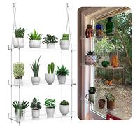 ZerzSemp Estantes colgantes transparentes para plantas, estante de pared de acrílico de 3 niveles para ventana de cocina, jardines interiores, flores, suculentas, hierbas, organización de plántulas y