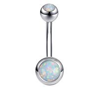 ZeSen Jewelry 14g Ópalo de Fuego Anillos de Ombligo 316l Acero Inoxidable quirúrgico Ombligo Anillo del Ombligo Joyas del Cuerpo Piercing (Blanco)