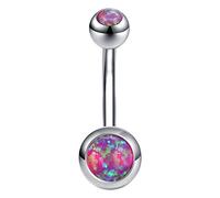 ZeSen Jewelry 14g Ópalo de Fuego Anillos de Ombligo 316l Acero Inoxidable quirúrgico Ombligo Anillo del Ombligo Joyas del Cuerpo Piercing (Rosa Fuego)