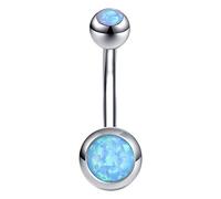 ZeSen Jewelry 14g Ópalo de Fuego Anillos de Ombligo 316l Acero Inoxidable quirúrgico Ombligo Anillo del Ombligo Joyas del Cuerpo Piercing (Azul Claro)