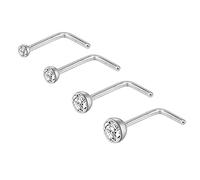 ZeSen Jewelry 4 unidades 20 G oro en forma de L anillos de nariz de acero inoxidable curvo perno del cuerpo piercing 1,5 mm 2,5 mm 3 mm, acero inoxidable, Acero inoxidable