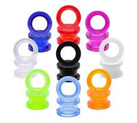 ZeSen Jewelry 9 Pares 2 del Tornillo de acrílico UV Doble Acampanado enchufes de oído de los túneles del ampliador del oído medidores de perforación (2) Gauge = 0 g (8 mm) Claro