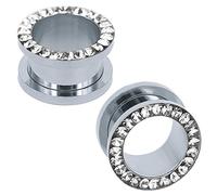 ZeSen Jewelry Acero Inoxidable 335L Rhinestone Crystal Ear Tunnel Plugs Calibradores del oído Expansores Piercing Corporal