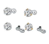 ZeSen Jewelry De acero quirúrgico brillante rRound Cubic Zirconia parte superior dérmica ancla y Microdermals Base Perforación 14g 4 piezas Óxido de circonio cúbico: 4mm