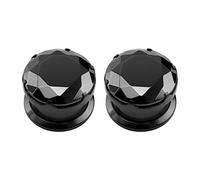 ZeSen Jewelry Negro CZ Piedra Oreja Gauge Tornillo de acero inoxidable Tapones para los oídos de túnel Percing Expander Camilla, Acero inoxidable