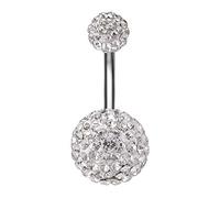 ZeSen Jewelry - Piercing para ombligo, acero quirúrgico, color degradado, bola de cristal perforada en el ombligo, bonito piercing para mujer, Cristal