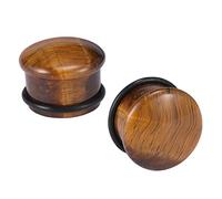 ZeSen Jewelry Tigre Ojo Piedra Natural Marrón Oído Ear Plugs Solo Ear Gauges Medidores Expander con el O-Anillo Cuerpo Piercing (Gauge=2g(6mm))