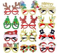 ZesGlyxyr 12 Piezas Gafas de Navidad, Gafas Fiesta con Purpurina Navideña, Eyeglass Navidad de Novedad Decoración Fiesta Navidads para Niños, Adolescentes, Adultos y Ancianos F