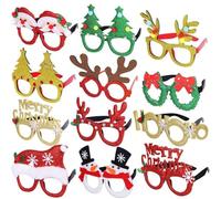 ZesGlyxyr 12 Piezas Gafas de Navidad, Gafas Fiesta con Purpurina Navideña, Eyeglass Navidad de Novedad Decoración Fiesta Navidads para Niños, Adolescentes, Adultos y Ancianos E