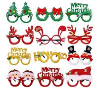 ZesGlyxyr 12 Piezas Gafas de Navidad, Gafas Fiesta con Purpurina Navideña, Eyeglass Navidad de Novedad Decoración Fiesta Navidads para Niños, Adolescentes, Adultos y Ancianos C