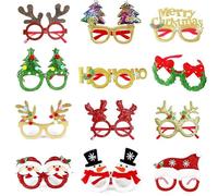 ZesGlyxyr 12 Piezas Gafas de Navidad, Gafas Fiesta con Purpurina Navideña, Eyeglass Navidad de Novedad Decoración Fiesta Navidads para Niños, Adolescentes, Adultos y Ancianos B