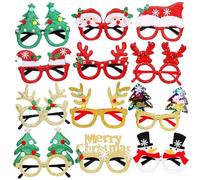 ZesGlyxyr 12 Piezas Gafas de Navidad, Gafas Fiesta con Purpurina Navideña, Eyeglass Navidad de Novedad Decoración Fiesta Navidads para Niños, Adolescentes, Adultos y Ancianos G