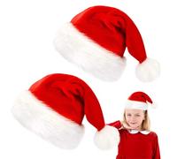 ZesGlyxyr 2PCS Gorro de Papá Noel, Sombrero de Santa, Gorro Papá Noel de Navidad de Santa, Disfraz de Navidads Clásico para Fiestas - Niño