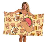 ZesGlyxyr Capybara Toallas de Playa, Anime Toalla de Playa Cartoon suave de baño Microfibre Towels Piscina Ultraligera y de Secado Rápido para Deportes Ducha Toalla Niñospara Vacaciones en la Playa