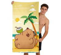 ZesGlyxyr Capybara Toallas de Playa, Anime Toalla de Playa Cartoon suave de baño Microfibre Towels Piscina Ultraligera y de Secado Rápido para Deportes Ducha Toalla Niñospara Vacaciones en la Playa-B