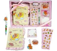 ZesGlyxyr Cuaderno de Cuero Capybara con Bolígrafo,Set de diario Capybara con Pegatinas, Páginas Interiores de Colores,Diarios Set, Papelería Set, Regalo de Vuelta al Cole para Niños, Niñas