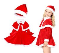 ZesGlyxyr Disfraz Papá Noel Niño Infantil Rojo, Disfraz Navidad Papa Noel, Disfraces Navideños Niña, Trajes de Noel, para Fiesta de Navidad Cosplay Santa Claus de 3 Piezas