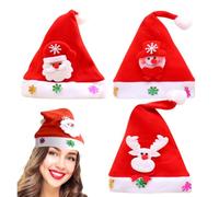 ZesGlyxyr Gorro Navidad Adulto, 3PCS Gorro Navideño, Peluche de Lujo Gorros de Papá Noel Gorros Santa Claus Adornos Navidad Navideña, Rojo