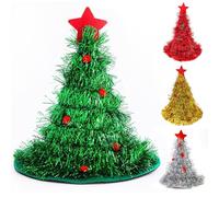 ZesGlyxyr Sombrero de Navidad, Gorro de Árbol de Navidad, Adulto Verde Lentejuela Dorada, con Estrella Divertido Gorro de Navidad, Adecuado para Navidads, Patio, Fiesta Al Aire Libre (Verde)