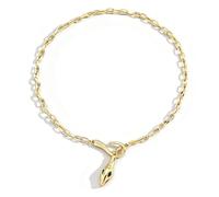 Zeshimb Gargantilla de serpiente de diamante punk con circonita cúbica para mujer, collar de serpiente de cristal verde esmeralda, cadena de clip de papel, colgante de animal reptil, joyería de