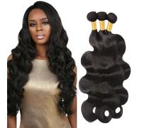 Zeslaerr 26 28 30 pulgada Unprocessed Body Wave Cabello Humano Extensions Double Weft 1B Natural Black Human Hair Bundles Soft and Silky Remy Hair Extension Minimal Tangle For Women