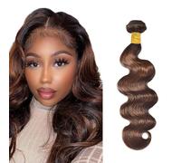 Zeslaerr 26 Inch Human Hair Bundles Body Wave Extension P4/30 Highlight Brown Color Brazilian Virgin Hair Extension Minimal Shedding Unprocessed Peluca