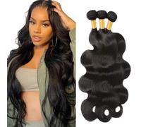 Zeslaerr 28 28 28 Pulgada Body Wave Natural Hair Extensions Human Hair Bundles Sew in Bundles Human Hair Extensiones Cabello Humano Hair Black Unprocessed Virgin Minimal Smell Low Tangle