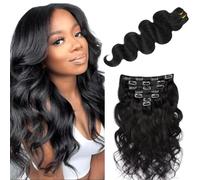 Zeslaerr 28 Inch Extensiones Clip Pelo Natural Body Wave Human Hair Extensions Clip in Invisible Hairpin Natural Black Color 7pz 71 cm 120g Unprocessed Remy Hair for Women