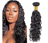 Zeslaerr 28 Inch Unprocessed Water Wave Cabello Humano Extensions Double Weft 1B Natural Black Human Hair Bundle Soft and Silky Remy Hair Extension Minimal Tangle For Women