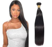 Zeslaerr 28 Pulgada Natural Hair Extensions Human Hair Bundles Sew in Bundles Human Hair Extensiones Cabello Humano Black Straight Hair Unprocessed Virgin Minimal Smell Low Tangle 1 Bundle