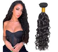 Zeslaerr 30 pulgada Unprocessed Water Wave Cabello Humano Extensions Double Weft 1B Natural Black Human Hair Bundle Soft and Silky Remy Hair Extension Minimal Tangle For Women