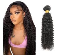 Zeslaerr 32 Pulgada Curly Natural Hair Extensions Human Hair Bundles Sew in Bundles Human Hair Extensiones Cabello Humano Hair Natural Black Unprocessed Virgin Minimal Smell Low Tangle 1 Bundle