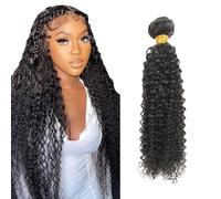 Zeslaerr 32 pulgadas #1B Natural Color Negro Curly Wave Peluca Cabello Humano Extensiones de Cabello Humano sin procesar Cabello Humano Paquetes Suave y Silky para Mujeres