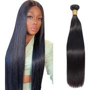 Zeslaerr 34 Inch Natural Hair Extensions Human Hair Bundles Sew in Bundles Human Hair Extensiones Cabello Humano Black Straight Hair Unprocessed Virgin Minimal Smell Low Tangle 1 Bundle