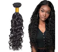 Zeslaerr 34 pulgada Unprocessed Water Wave Cabello Humano Extensions Double Weft 1B Natural Black Human Hair Bundle Soft and Silky Remy Hair Extension Minimal Tangle For Women