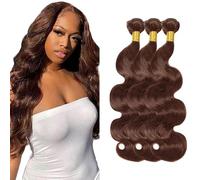 Zeslaerr Body Wave Human Hair Bundles Sew in Bundles Human Hair Extensiones Cabello Humano #4 Chocolate Brown Unprocessed Virgin Minimal Smell Low Tangle For Women 20 20 20 Inch