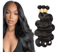 Zeslaerr Body Wave Natural Hair Extensions Human Hair Bundles Sew in Bundles Human Hair Extensiones Cabello Humano Hair Black Unprocessed Virgin Minimal Smell Low Tangle 18 18 18 Inch