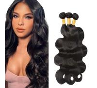 Zeslaerr Body Wave Natural Hair Extensions Human Hair Bundles Sew in Bundles Human Hair Extensiones Cabello Humano Hair Black Unprocessed Virgin Minimal Smell Low Tangle 24 24 24 Pulgada
